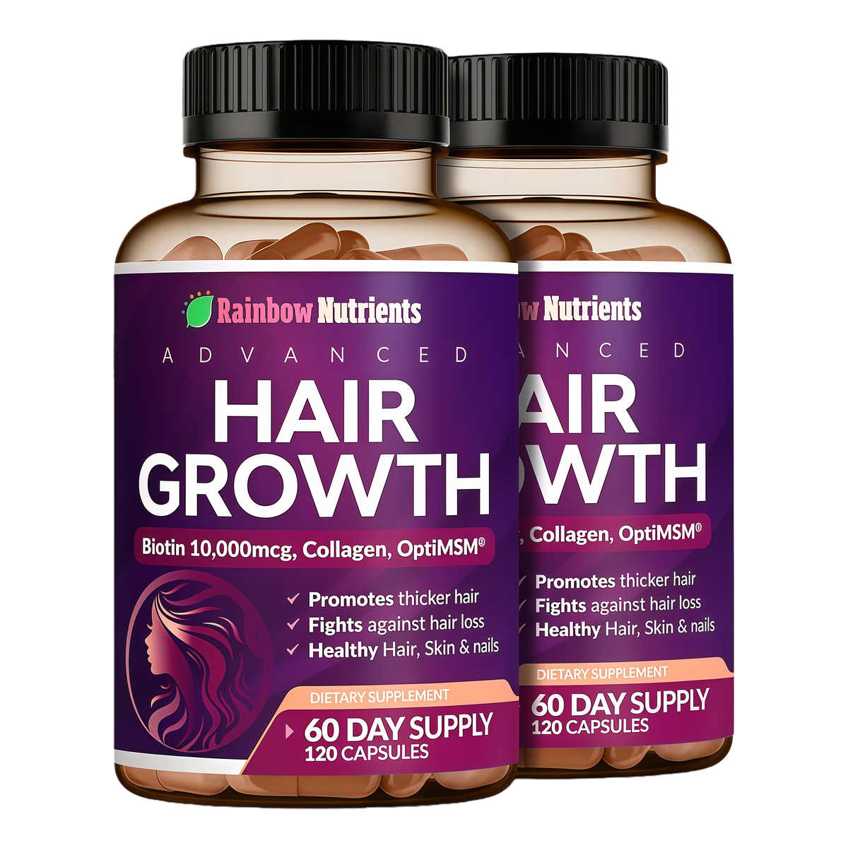 Hair Growth Vitamins for Women | Biotin 10,000mcg, Collagen, Patented OptiMSM®, goMCT®, Saw Palmetto | Naturally Regrow Stronger & Healthier Hair, Skin and Nails | Stops Hair Loss | 60 Day Supply