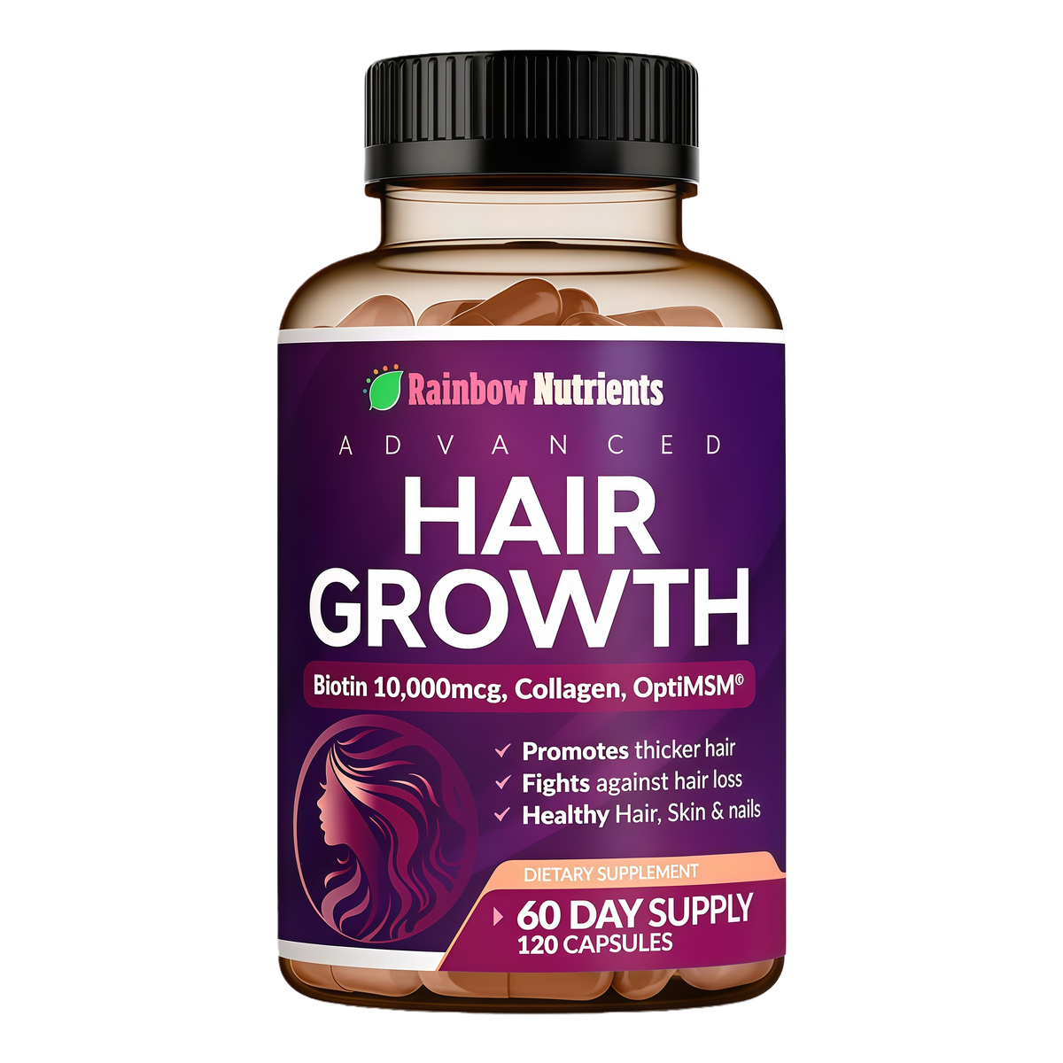 Hair Growth Vitamins for Women | Biotin 10,000mcg, Collagen, Patented OptiMSM®, goMCT®, Saw Palmetto | Naturally Regrow Stronger & Healthier Hair, Skin and Nails | Stops Hair Loss | 60 Day Supply